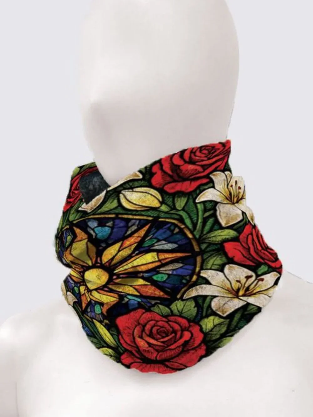 Victorian Rose Window | Stained Glass Floral Mandala Alice Tube Scarf